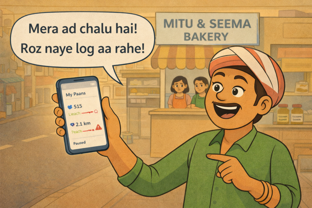Mitu boosts a wrong post in a cyber cafe while Sougan uses a Peplio tool for Bakery Instagram Ads photos.