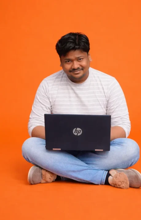 Sougan Kumar Mandi working on a laptop, digital marketer and creator of Peplio