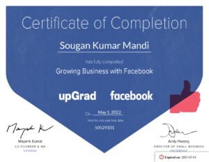 Sougan Kumar Mandi Digital Marketing Certificate