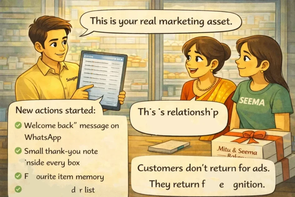 Sougan teaches Seema and Mitu to give website visitors a clear next step at the bakery.