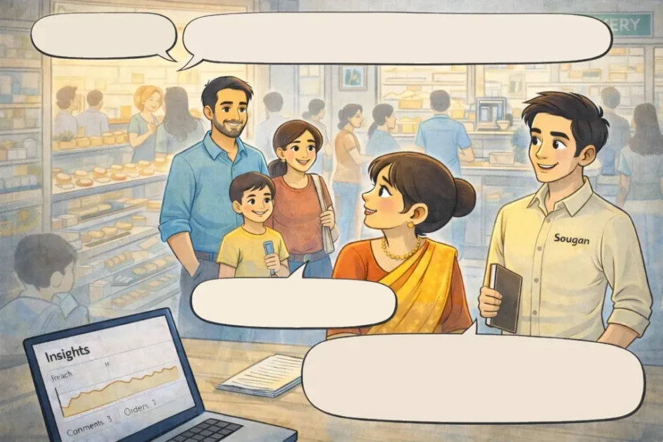Mitu and Sougan use the Peplio Image Optimizer at a cyber cafe to speed up the bakery website.