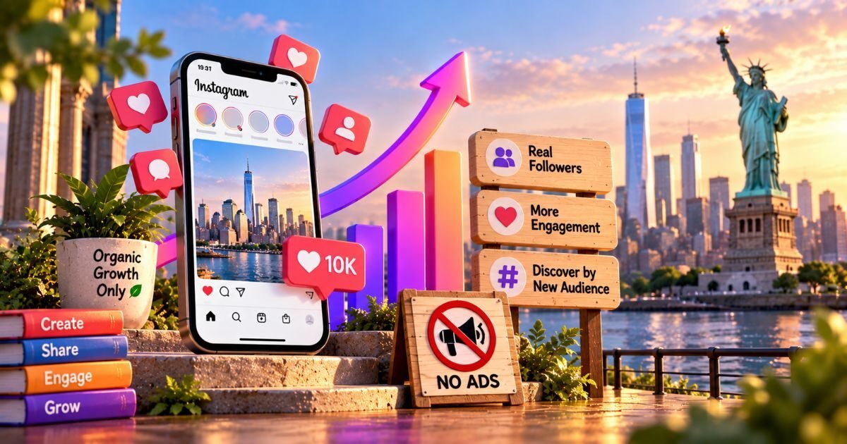 grow on Instagram USA without ads