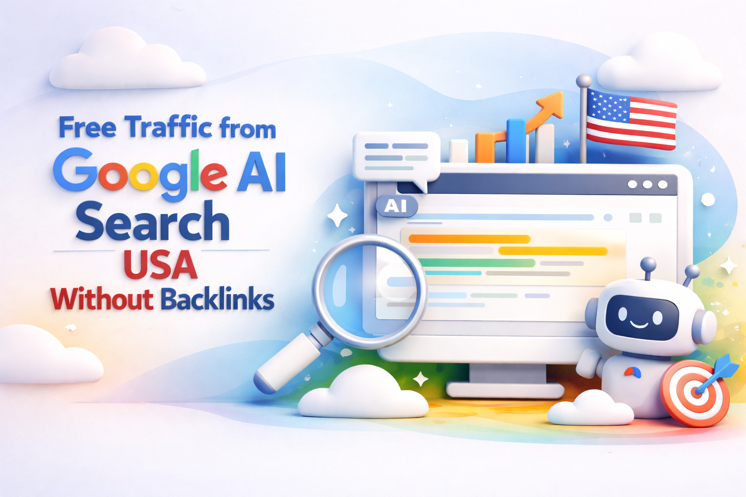 free traffic from Google AI search USA without backlinks