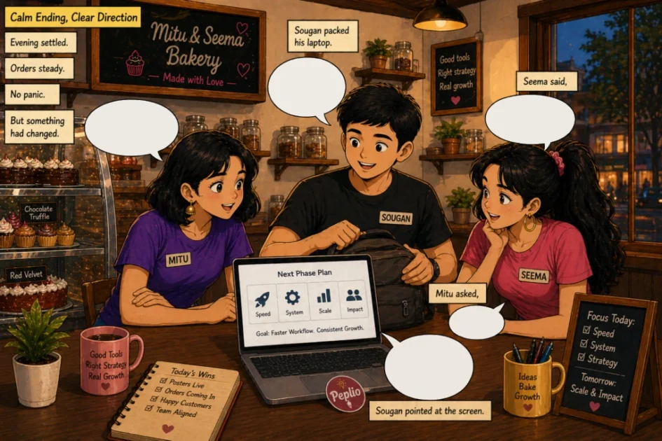 Noisy Aunty pretends support as Seema and Mitu see a mysterious 500 cake order on the phone.