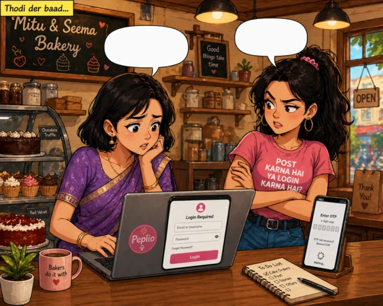 Seema shows Mitu that 500 visitors gave only 5 orders, a website speed mystery at the bakery.
