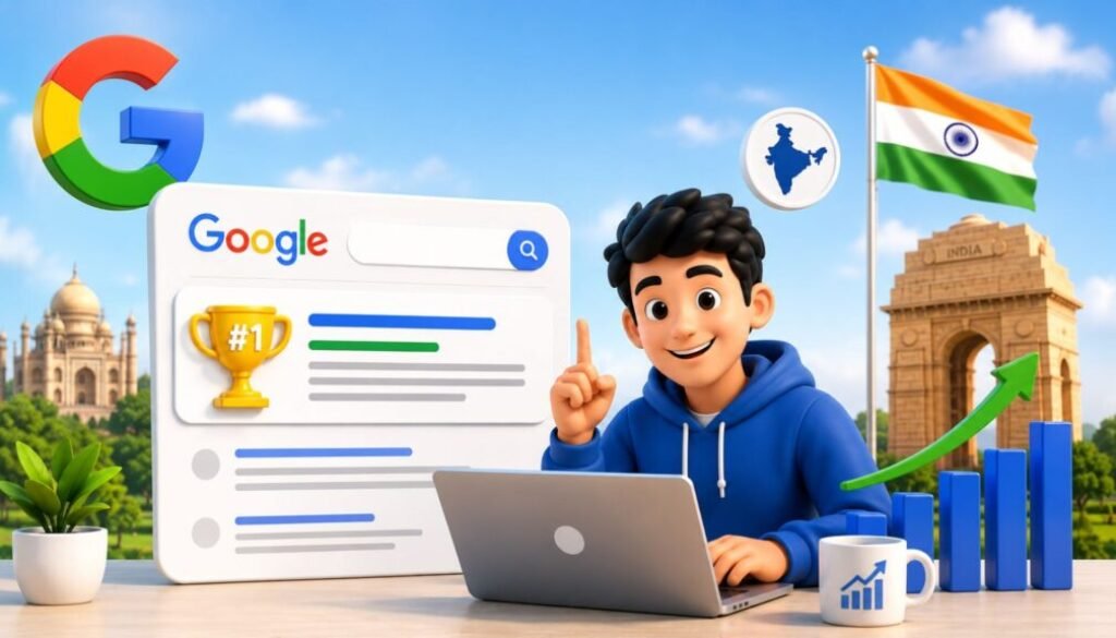 how to rank on google first page india 2026