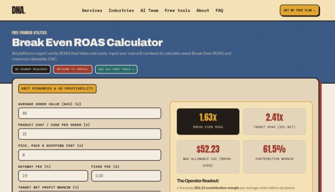 Break Even ROAS Calculator by DNA featured image