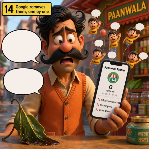 Paanwala sees his fifty fake reviews removed by Google, leaving zero