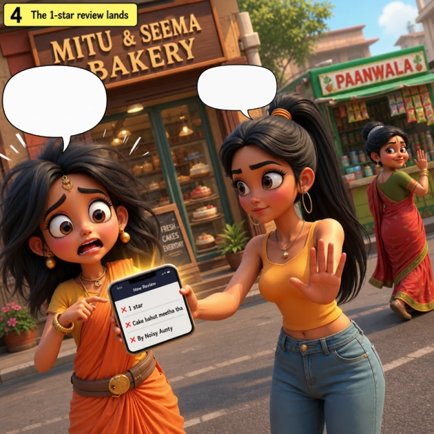 Mitu panics at a 1-star review while Seema calmly takes her phone, Noisy Aunty leaving behind