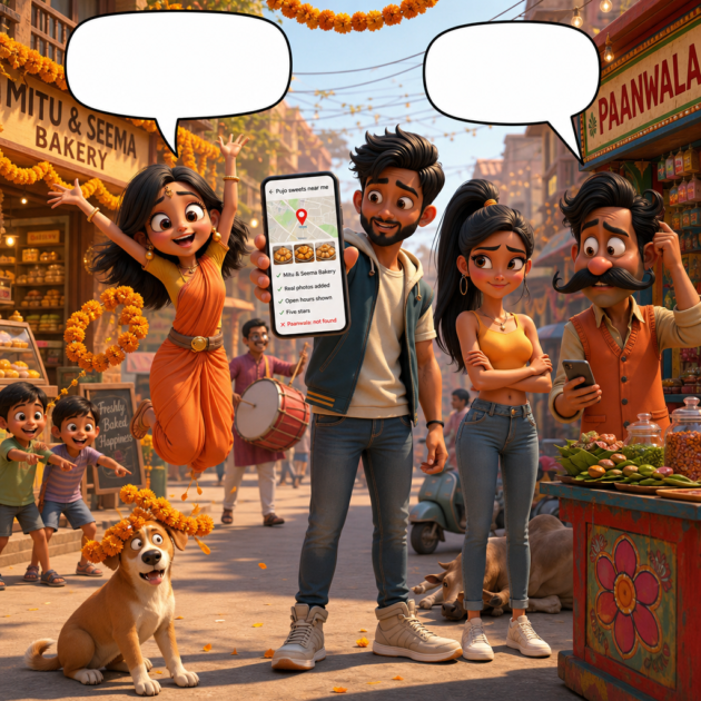 Mitu cheers as the bakery appears on the map in this SEO comic story while Paanwala is missing.