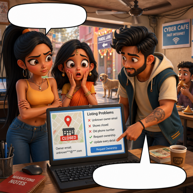 Seema and Mitu discover an old wrong Google listing in this SEO comic story while Sougan explains how to recover it.